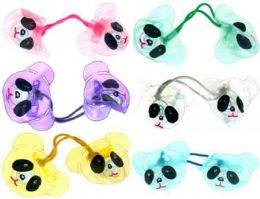 96 Pieces Assorted Color Inflatable Panda Charm On A Band - PonyTail Holders