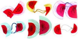 96 Pieces Assorted Color Inflatable Watermelon Charm On A Band - PonyTail Holders