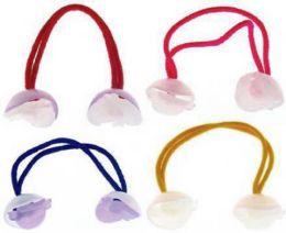 96 Pieces Assorted Color Bands With Clear Acrylic Bird Charms - PonyTail Holders