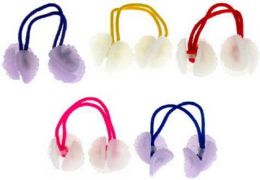 96 Pieces Assorted Color Bands With Clear Acrylic Peacock Charms - PonyTail Holders