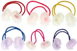 96 Pieces Assorted Color Bands With Clear Acrylic Bird Hatchlings Charms - PonyTail Holders