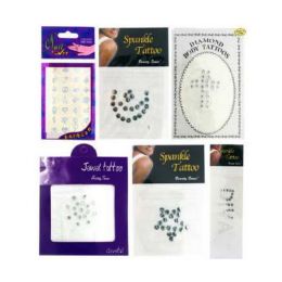 96 Pieces Crystal Tattoo Assortment - Tattoos and Stickers