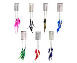 48 Wholesale Dangle Earrings Silver Tone With Feathers