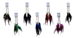 48 Pieces Dangle Earrings Silver Tone With Feathers - Earrings
