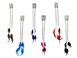 48 Pieces Dangle Earrings With Chains And Feathers - Earrings