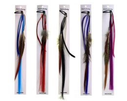 48 Wholesale Hair Clip With Synthetic Hair And Assorted Feathers