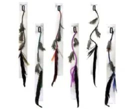 48 Wholesale Hair Clip With Synthetic Hair And Assorted Feathers