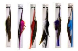 48 Wholesale Hair Clip With Chain Linked Assorted Feathers