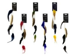 48 Wholesale Hair Clip With Chain And Assorted Feathers