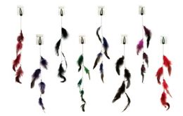 48 Wholesale Hair Clip With Chain Two Tone Feather Assorted Color