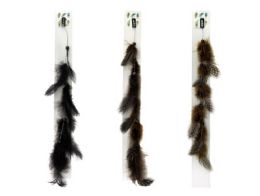 48 Wholesale Hair Clip With Silver Tone String Beads And Feathers