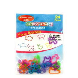192 Pieces Farm Animal Shaped Ring Silly Bands - Rings