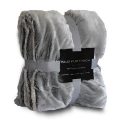 10 Wholesale Gray 50x60 Faux Fur Blanket
