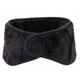 72 Bulk Winter Ear Warmer With Faux Fur Lining In Black