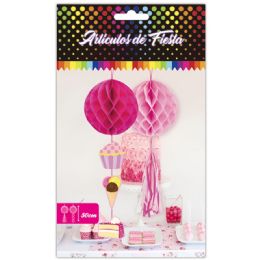 96 Pieces 1 Count Honeycomb In Hot Pink - Hanging Decorations & Cut Out