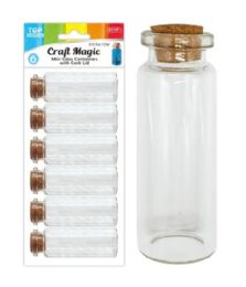 144 Wholesale 6-Piece Mini glass vials 0.9x2.4" With Cork lid