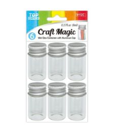 144 Wholesale mini glass container 6-Piece 2.2x4cm 8ml With Aluminum lid