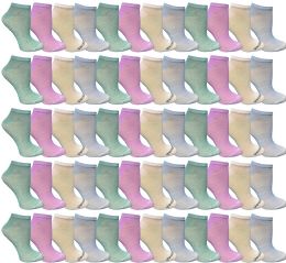 120 Pairs Yacht & Smith Women's Assorted Colored Pastels No Show Ankle Socks Size 9-11 - Womens Ankle Sock
