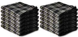 24 Wholesale Yacht & Smith 50x60 Warm Fleece Blanket, Soft Warm Compact Travel Blanket Black Plaid