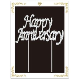 48 Pieces Happy Anniversary Rhinestone Cake Topper - Birthday Candles