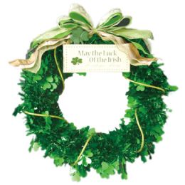 96 Wholesale Led Tinsel Shamrock Wreath