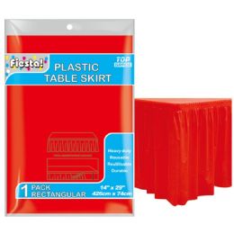 72 Pieces Table Skirt In Red - Party Paper Goods