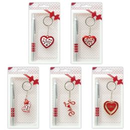 96 Pieces Pen And Key Chain Set - Valentine Decorations
