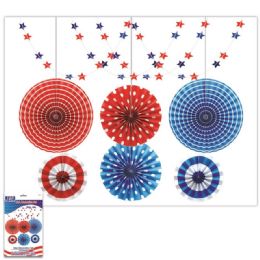 24 Pieces July 4th Decoration Fan Set - 4th Of July