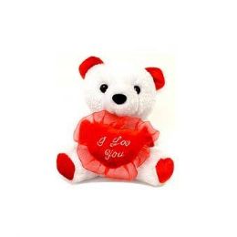 24 Wholesale 6.5 Inch Valentine White Plush Bear