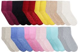 24 Wholesale Yacht & Smith Women's Assorted Colored Warm & Cozy Fuzzy Gripper Bottom Socks