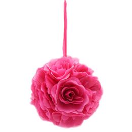 24 Wholesale Eight Inch Pom Flower In Hot Pink