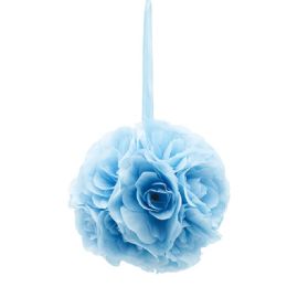 24 Units of Eight Inch Pom Flower In Baby Blue - Artificial Flowers