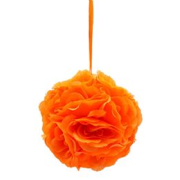 24 Units of Eight Inch Pom Flower In Orange - Artificial Flowers