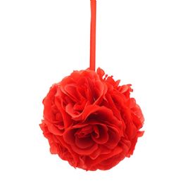 24 Units of Eight Inch Pom Flower In Red - Artificial Flowers