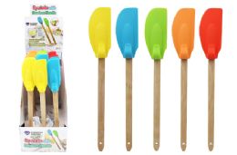 24 Wholesale Bamboo Handle Silicone Spatula With Hanger
