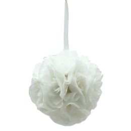 12 Wholesale Ten Inch Silk Pom Flower In White