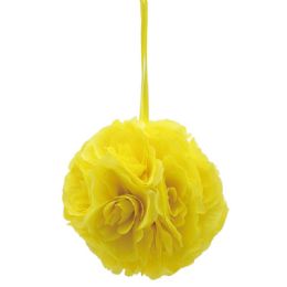 12 Wholesale Ten Inch Silk Pom Flower In Yellow