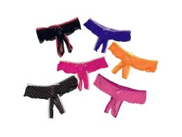 48 Pieces Womens' Mesh Thong With Open Crotch - Womens Intimates