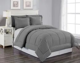 6 Wholesale 3 Piece Embossed Comforter Set King Size Plus 2 Shams In Grey
