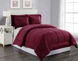 6 Wholesale 3 Piece Embossed Comforter Set King Size Plus 2 Shams In Burgandy