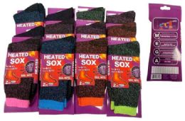 72 Wholesale -25 C Lady Heated Socks Assorted Colors