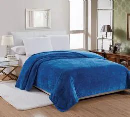 6 Wholesale Popcorn Textured Microplush Blanket Queen Size In Blue