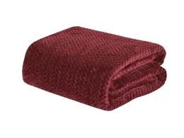 12 Wholesale Comfortable Chevron Braided Twin Size Sherpa Blanket In Burgandy