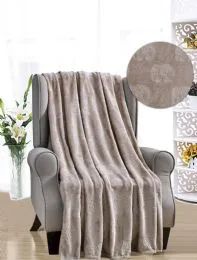 12 Wholesale Elephant French Collection Throw In Grey