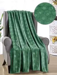 12 Pieces Louvre French Collection Throw In Green - Fleece & Sherpa Blankets
