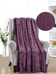 12 Pieces Louvre French Collection Throw In Plum - Fleece & Sherpa Blankets