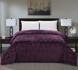 6 Wholesale Cesar Embossed Blanket King Size In Plum