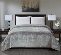 6 Wholesale Zebra Collection Queen Size Blankets In Grey