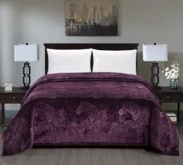 6 Wholesale Zebra Collection King Size Blankets In Plum