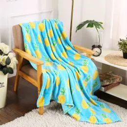 12 Pieces Pineapple Tropical Throw - Micro Plush Blankets